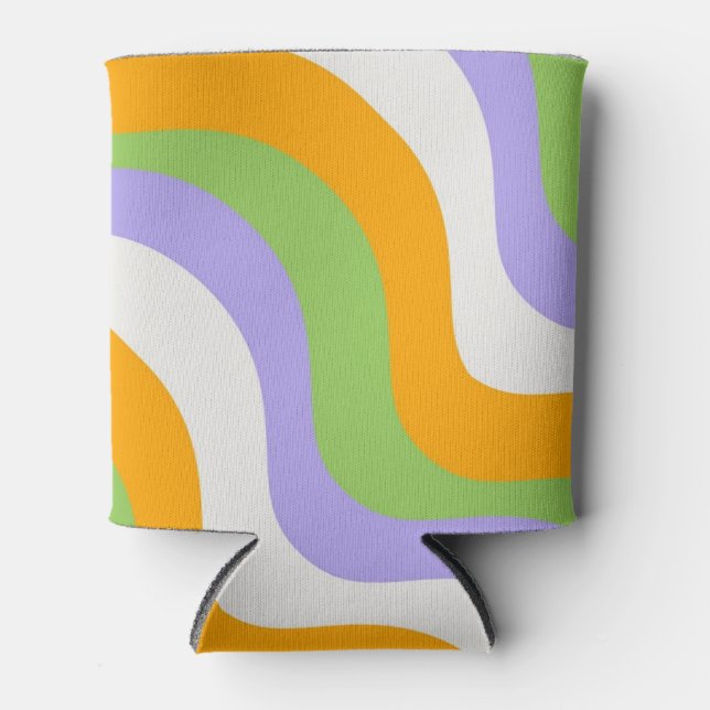 Retro Wave Groovy Curl Layer Abstrakt Y2k Muster Dosenkühler (Vorderseite)