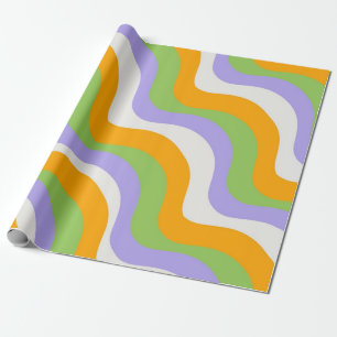 Retro Wave Groovy Curl Layer Abstrakt Y2k Muster Geschenkpapier