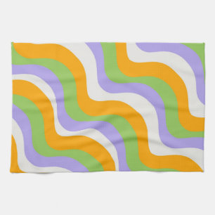 Retro Wave Groovy Curl Layer Abstrakt Y2k Muster Geschirrtuch