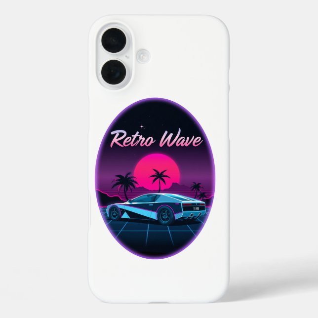 "Retro Wave" iPhone 16 Plus Hülle (Rückseite)