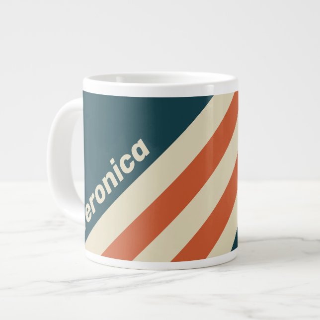 Retro Wave Stripes with Name Jumbo-Tasse (Vorderseite Links)