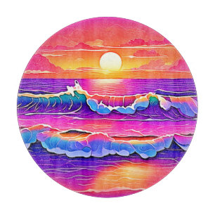 Retro Wave Sunset Serenity Schneidebrett