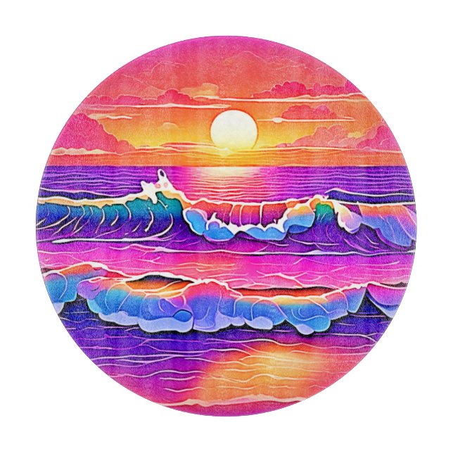Retro Wave Sunset Serenity Schneidebrett (Vorderseite)