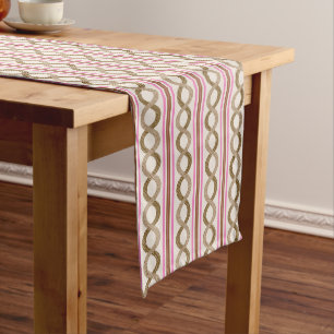 Retro Waves Brown & Pink Passementerie Großer Tischläufer