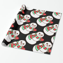 Retro Waving Snowman Wrapping Paper Geschenkpapier