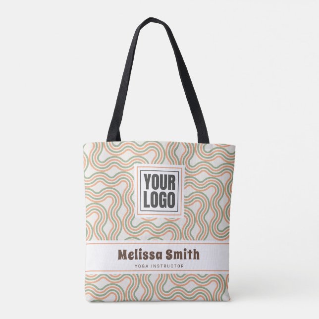 Retro Wavy Abstract Pattern Business  Tasche (Rückseite)