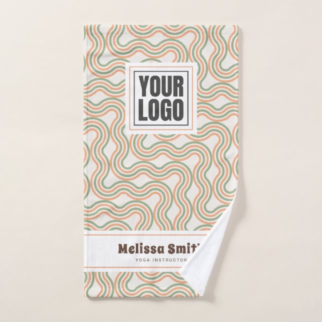 Retro Wavy Abstract Pattern Custom Hand Towel (Serviette à main)