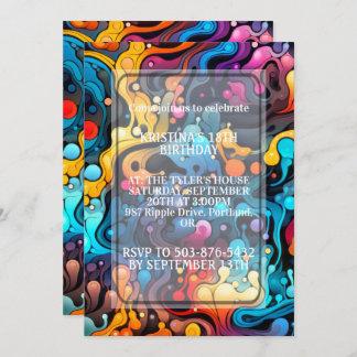Retro Wavy Chaotic Print Geburtstagsparty Einladung