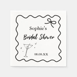 Retro Wavy Cocktail Napkins - Martini-Glas Serviette