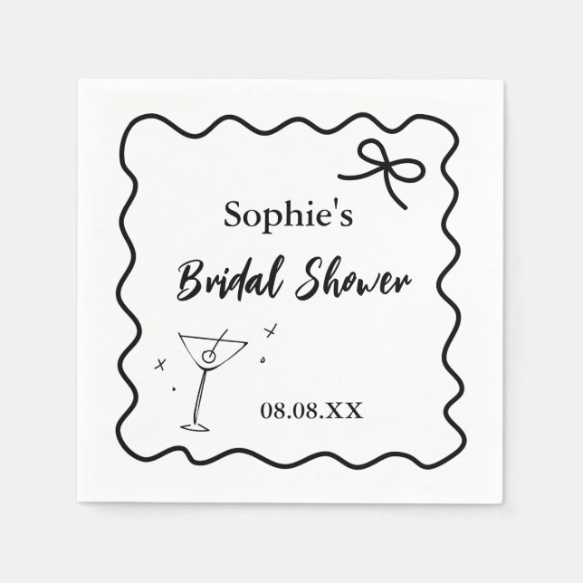 Retro Wavy Cocktail Napkins - Martini-Glas Serviette (Vorderseite)