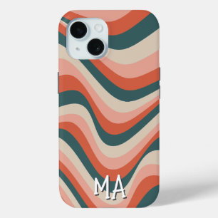 Retro Wavy Colorful Stripe Groovy Muster Monogramm Case-Mate iPhone Hülle