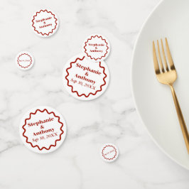 Retro, Wavy Edge Dark Red Wedding der 50er Jahre Konfetti