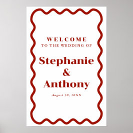 Retro, Wavy Edge Dark Red Wedding der 50er Jahre Poster