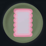 Retro-Wavy-Form grün und rosa Pappteller<br><div class="desc">Retro Wavy Abstrakte Form - grün und rosa.</div>