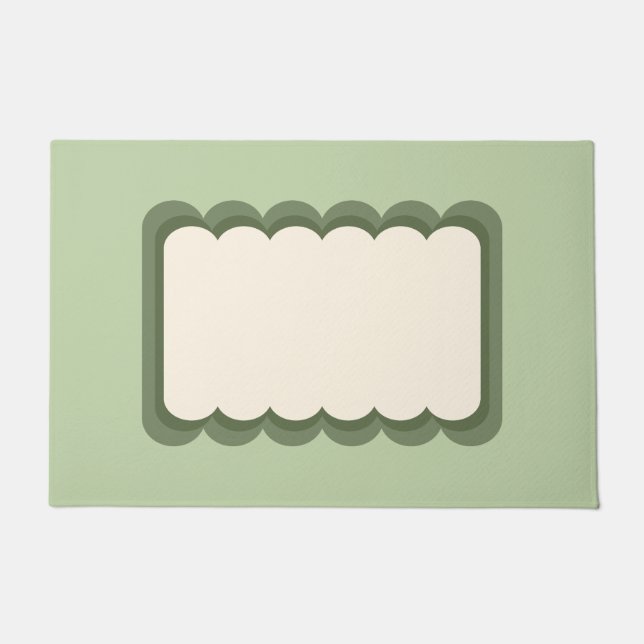 Retro Wavy Form Pastell grün Fußmatte (Vorderseite)