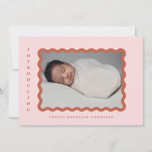 Retro Wavy Frame Foto Blush & Terracotta Birne Ankündigung