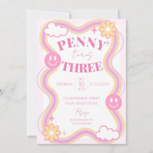 Retro Wavy Girls Birthday Party Invitation