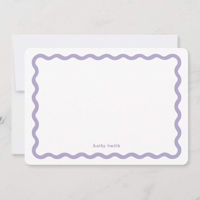 Retro Wavy Lavender Modernes Personalisiertes Gesc Mitteilungskarte (Vorderseite)