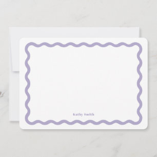 Retro Wavy Lavender Modernes Personalisiertes Gesc Mitteilungskarte