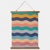 Retro Wavy Lines - Blue Turquoise Orange
