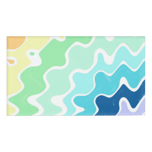 Retro Wavy Lines Pastell Rainbow Colors Muster Namenschild