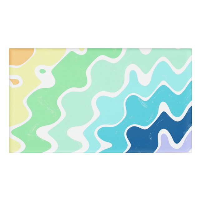 Retro Wavy Lines Pastell Rainbow Colors Muster Namenschild (Vorderseite)