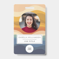 Retro Wavy Lines Unique Employee Foto ID
