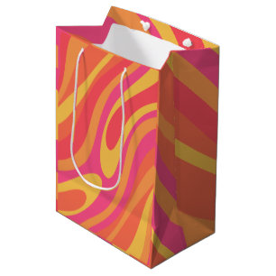 Retro Wavy Loops Trippy Abstraktes Muster Mittlere Geschenktüte