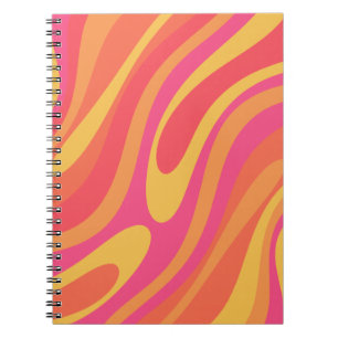 Retro Wavy Loops Trippy Abstraktes Muster Notizblock