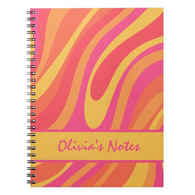 Retro Wavy Loops Trippy Abstraktes Muster Notizblock (Vorderseite)