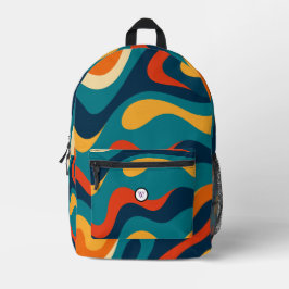 Retro Wavy Pattern Modern Abstract  Bedruckter Rucksack
