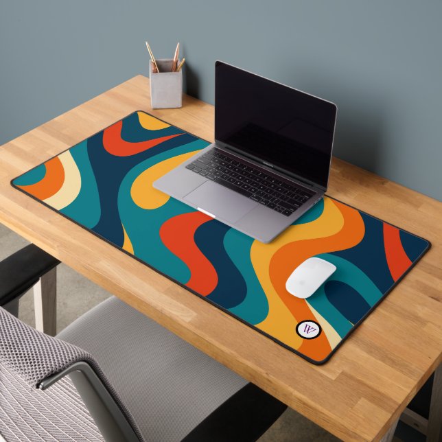 Retro Wavy Pattern Modern Abstract  Schreibtischunterlage (Büro 2)