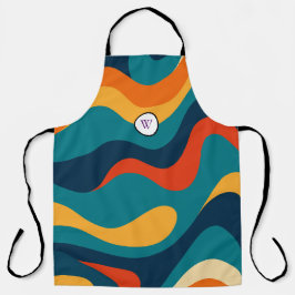 Retro Wavy Pattern Modern Abstract  Schürze