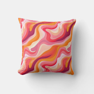 Retro Wavy Pattern Pink Abstrakt Kissen