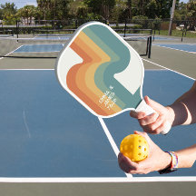 Retro Wavy Personalisiert Name Pickleball Paddle
