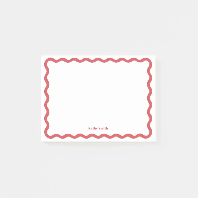 Retro Wavy Personalisiert Stationery Post-it Klebezettel (Vorderseite)