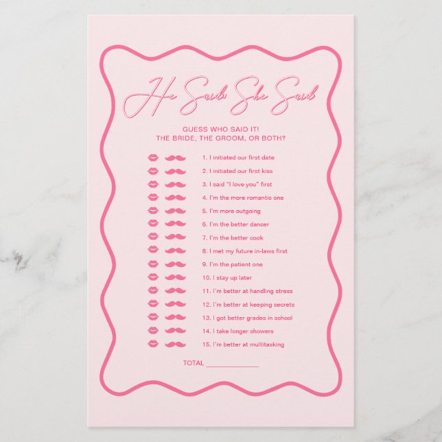 Retro Wavy Pink Brautparty, sagte er (Vorderseite)