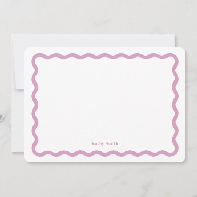 Retro Wavy Pink Einfache Personalisierte Stationie Mitteilungskarte (Vorderseite)
