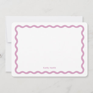 Retro Wavy Pink Einfache Personalisierte Stationie Mitteilungskarte