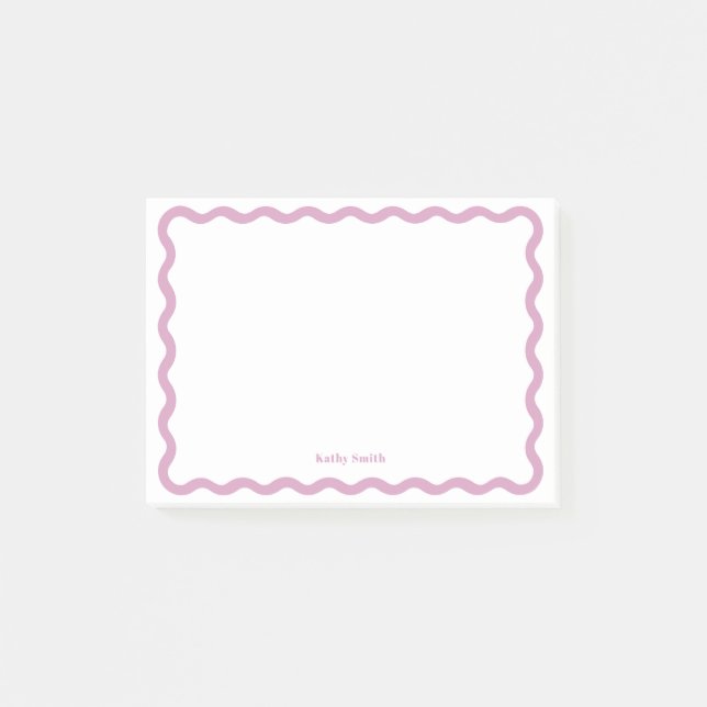Retro Wavy Pink Einfache Personalisierte Stationie Post-it Klebezettel (Vorderseite)