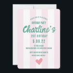 Retro Wavy Pink Striping Handschrift 21St Geburtst Einladung<br><div class="desc">Retro Wavy Pink Striping Handschrift 21St Geburtstag</div>