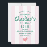 Retro Wavy Pink Striping Handschrift 21St Geburtst Einladung<br><div class="desc">Retro Wavy Pink Striping Handschrift 21St Geburtstag</div>