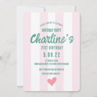 Retro Wavy Pink Striping Handschrift 21St Geburtst