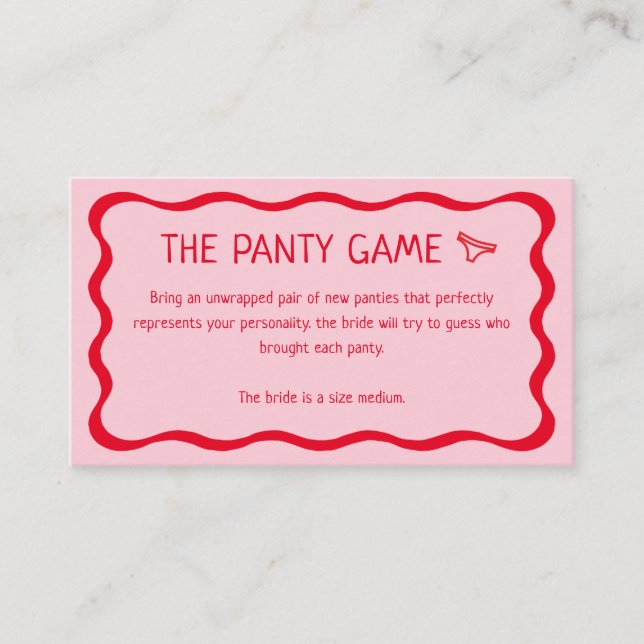 Retro Wavy Pink und Red The Panty Game Begleitkarte (Vorderseite)