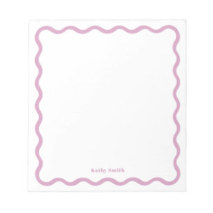 Retro Wavy Stilftige, rosa Personalisierte Station Notizblock