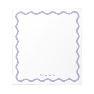Retro Wavy Stilvolle Lila Personalisierte Statione Notizblock