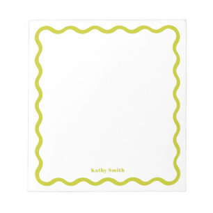 Retro Wavy Stilvolle Limone Personalisierte Statio Notizblock