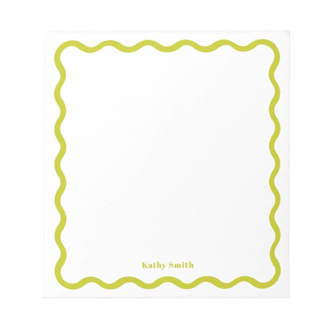 Retro Wavy Stilvolle Limone Personalisierte Statio Notizblock (Vorderseite)