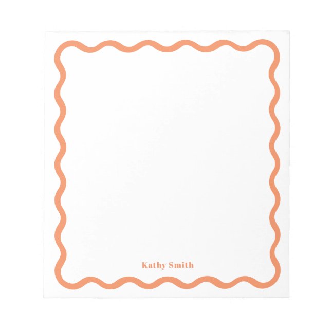 Retro Wavy Stylish Apricot Personalisiert Statione Notizblock (Vorderseite)