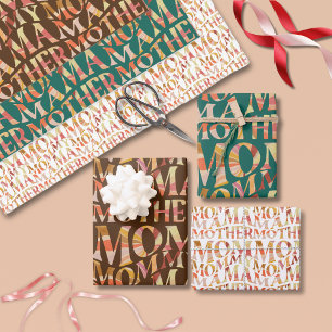 Retro Wavy Summer Sunset Vibes Mother Day Geschenkpapier Set